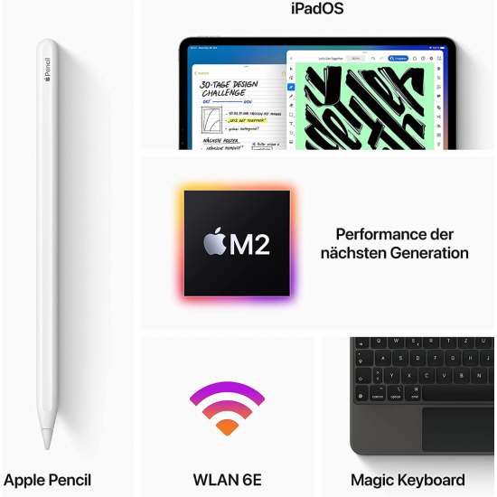 Apple iPad Pro 11 Zoll 4. Generation (2022, M2, Wi-Fi, 1 TB) - Silber