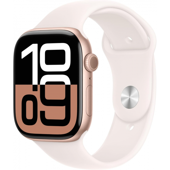 Apple Watch Series 10 (GPS, 46mm) - Rose Gold Aluminium Gehäuse mit S/M Light Blush Band