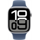 Apple Watch Series 10 (GPS, 46mm) - Silbernes Aluminiumgehäuse mit M/L Denim Sportband