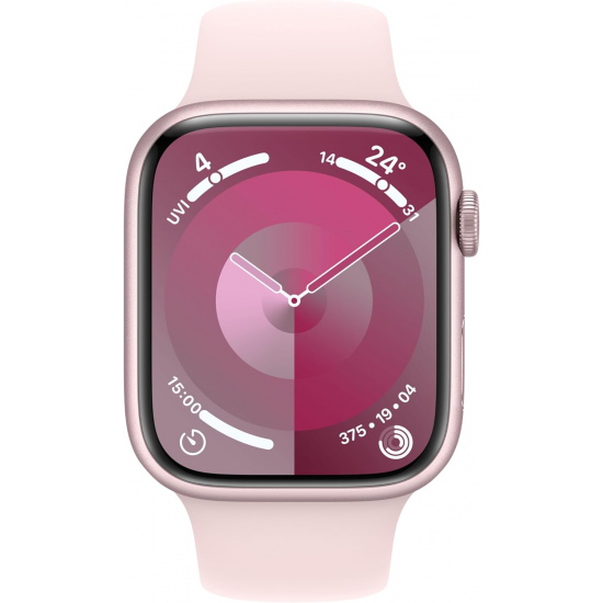 Apple Watch Series 9 (GPS, 45 mm) – rosafarbenes Aluminiumgehäuse mit hellrosa Sportarmband M/L