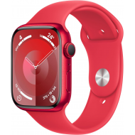 Apple Watch Series 9 (GPS, 45 mm) – rotes Aluminiumgehäuse mit rotem M/L-Sportarmband
