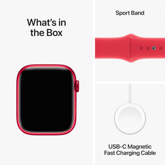 Apple Watch Series 9 (GPS, 45 mm) – rotes Aluminiumgehäuse mit rotem Sportarmband S/M