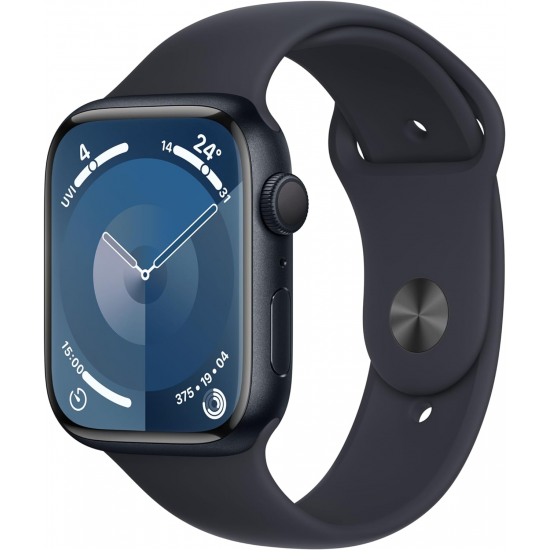 Apple Watch Series 9 (GPS, 41 mm) – Midnight-Aluminiumgehäuse mit S/M-Midnight-Sportarmband