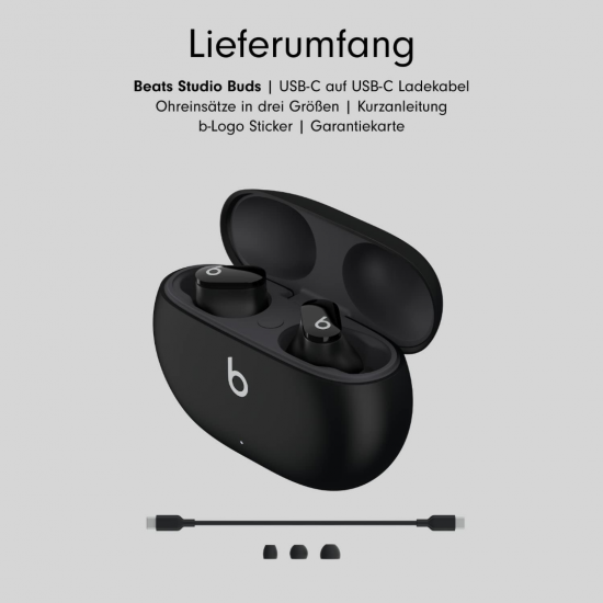 Beats Studio Buds – Kabellose Bluetooth In-Ear Kopfhörer mit Noise-Cancelling – Schwarz