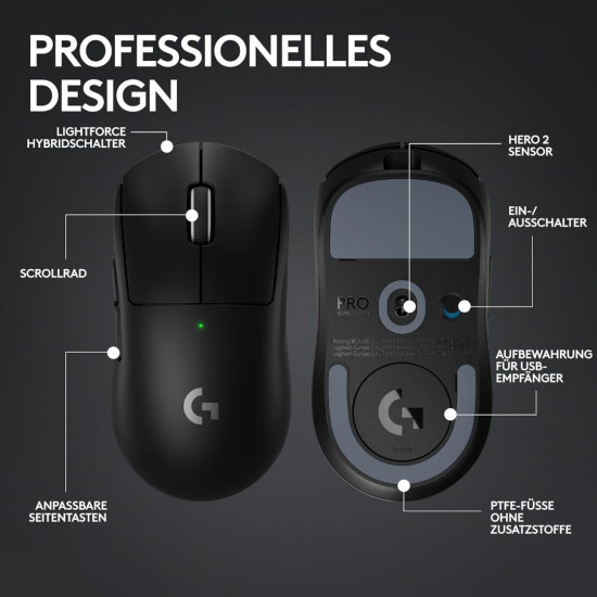 Logitech G PRO X SUPERLIGHT 2 LIGHTSPEED Kabellose Gaming-Maus - Schwarz