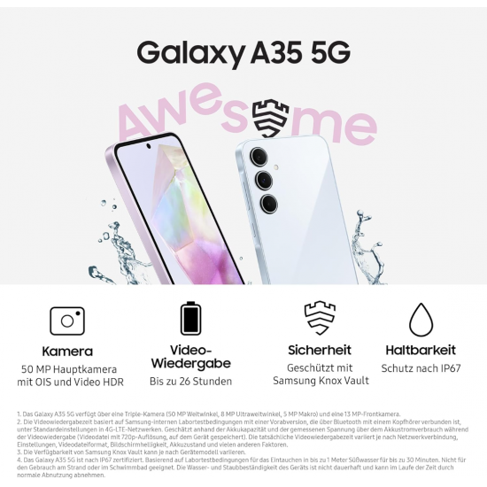 Samsung Galaxy A35 5G Smartphone (Dual-SIMs, 8+256GB) – Awesome Navy