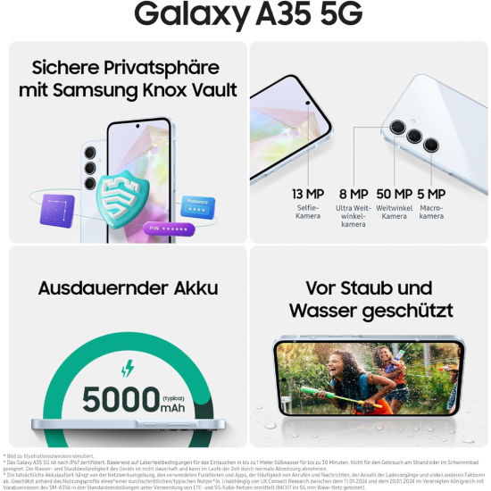 Samsung Galaxy A35 5G Smartphone (Dual-SIMs, 6+128GB) - Awesome Iceblue