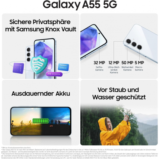 Samsung Galaxy A55 5G Smartphone (Dual-SIMs, 8+256GB) - Awesome Lilac
