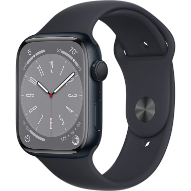 Apple Watch Series 8 45 mm (GPS) Mitternacht Aluminiumgehäuse mit S/M Mitternacht Sportarmband